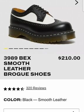 Dr. Martens Black and White Smooth Leather Brogue
